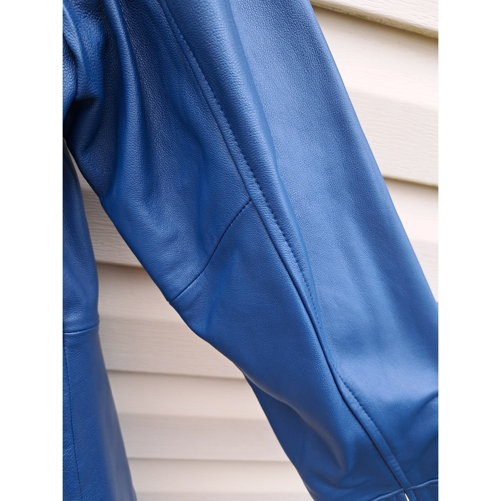 Denim & Co. Women's Navy Blue Leather Jacket Xlp Front Zipper Coat — image 5 of 8